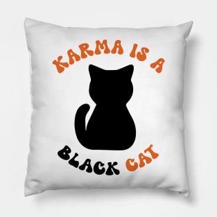 karma is a (black) cat Pillow