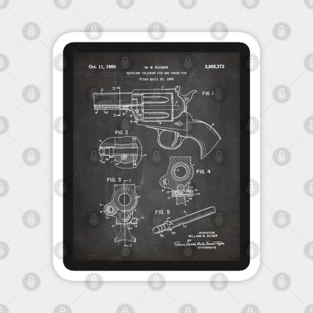 Ruger Revolver Patent - Gun Enthusiast Firearms Art - Black Chalkboard Magnet by patentpress