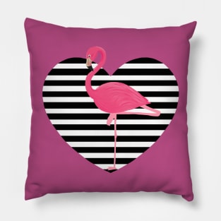 Flamingo on heart Pillow