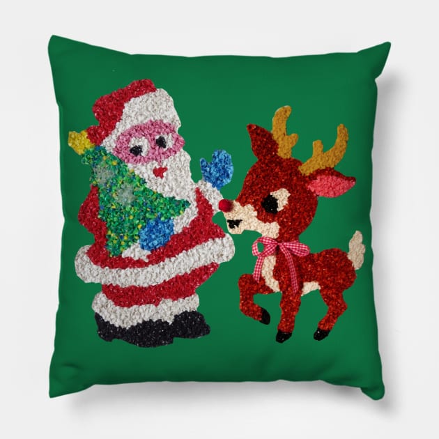 Santa & Rudolph Vintage Melted Plastic Pillow by Pop Fan Shop