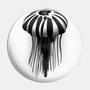 Black and White Jellyfish Pin