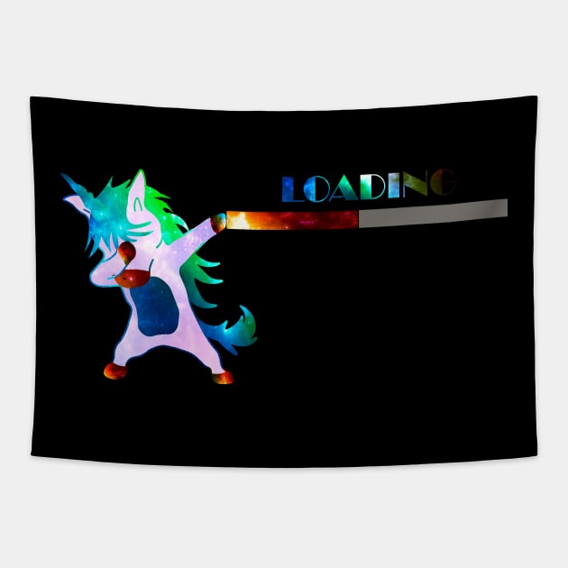 Dabbing Unicorn still Loading Tapestry by VenusAMShop