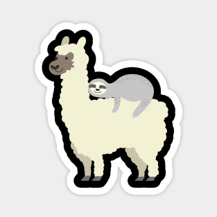 Cute & Funny Sloth Riding Llama Best Friends Magnet