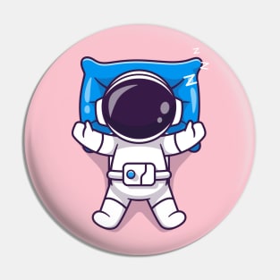 Cute Astronaut Sleeping On Pillow Cartoon Pin