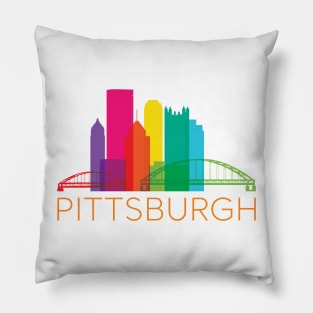 Pittsburgh Fun Rainbow Skyline Pillow