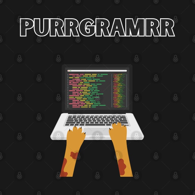 Purrgramrr Programmer Funny Cat Paws on Laptop by ApricotJamStore