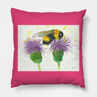 Bumble bee and Thistles Pillow