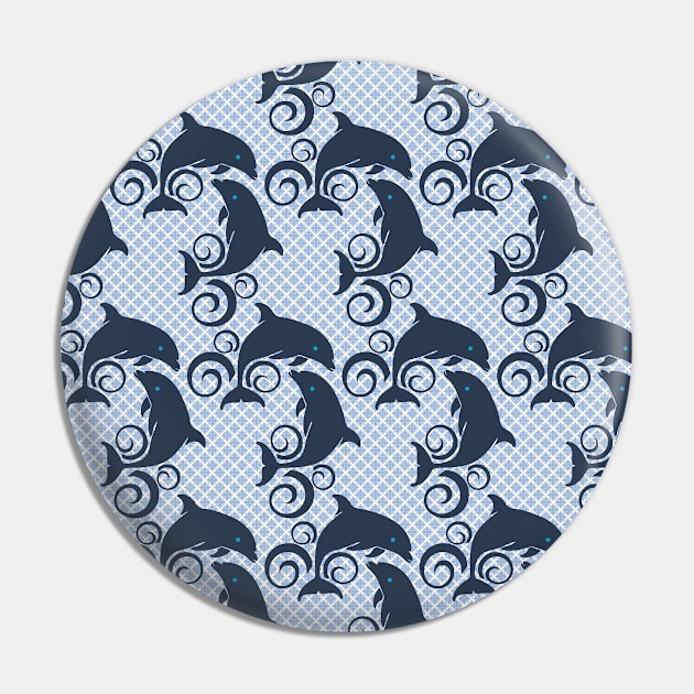 Sweet Swirling Dolphin Pattern Pin by SharksOnShore