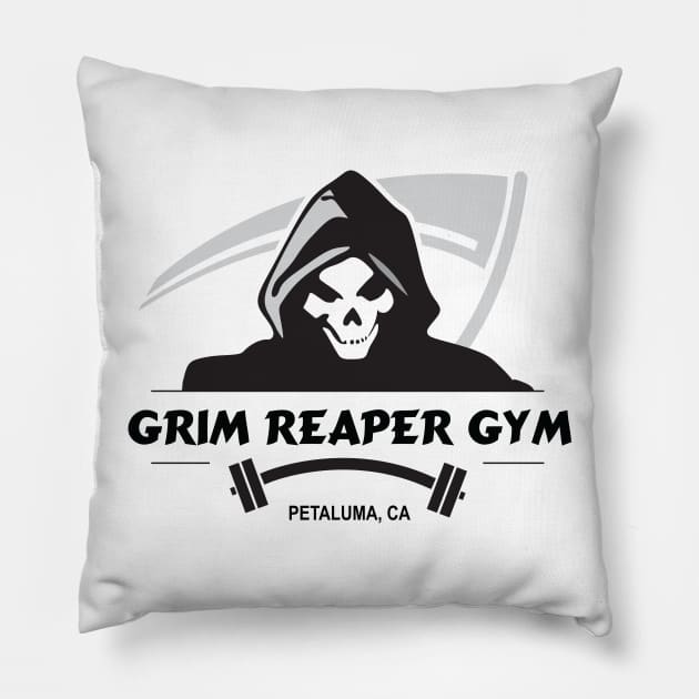 Grim Reaper Gym, Petaluma Pillow by sagutierrez