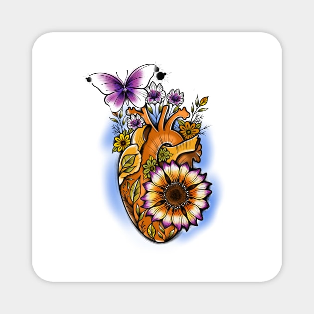 Heart Flower Magnet by Fabio Galuppi Ink