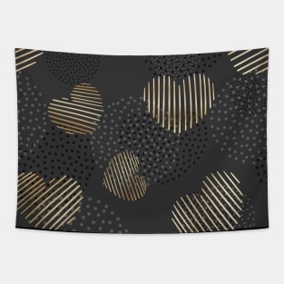 Golden Hearts and dotted circle pattern Tapestry