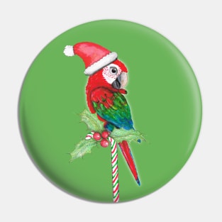 Green wing macaw Christmas style Pin