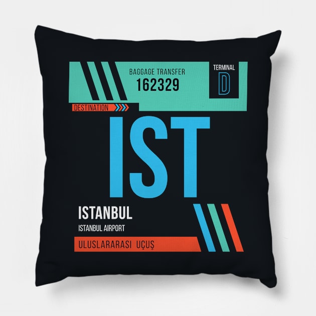 Istanbul (IST) Airport Code Baggage Tag Pillow by SLAG_Creative