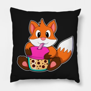 Fox at Drinking a Drink with Drinking straw Pillow