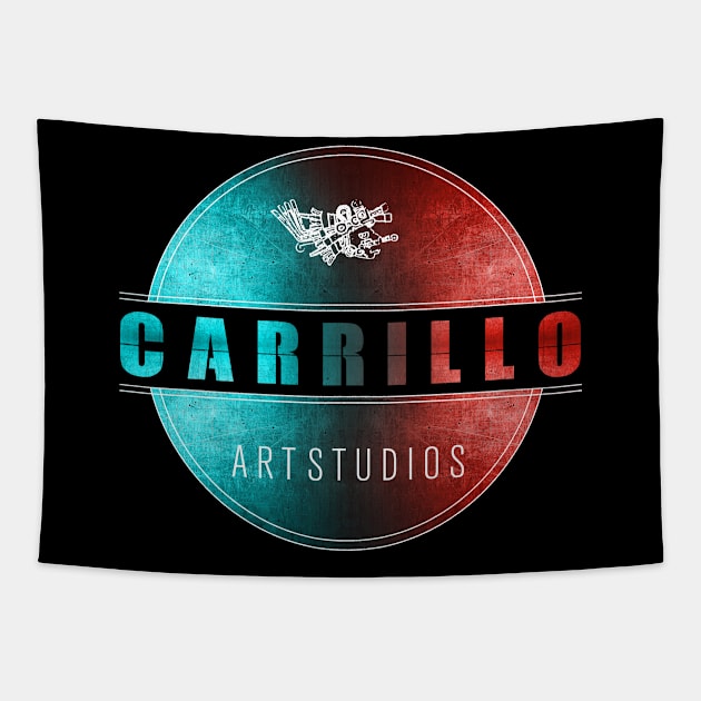 carrillo art studios logo blue and red Tapestry by carrillo_art_studios