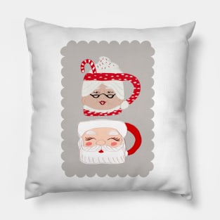 Santa and Mrs Claus Vintage Mugs Pillow