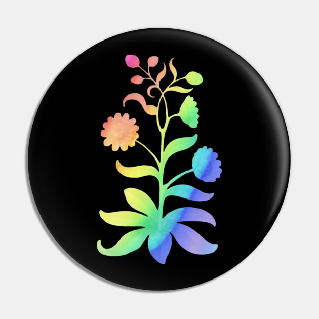 Rainbow flower Pin by Geomhectic