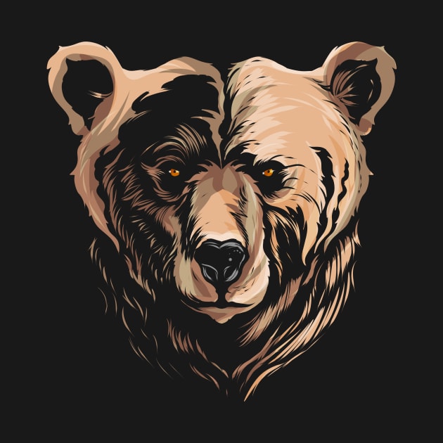 Bear Grizzly Face View Head by SinBle