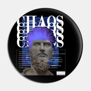 chaos statue blue text Pin