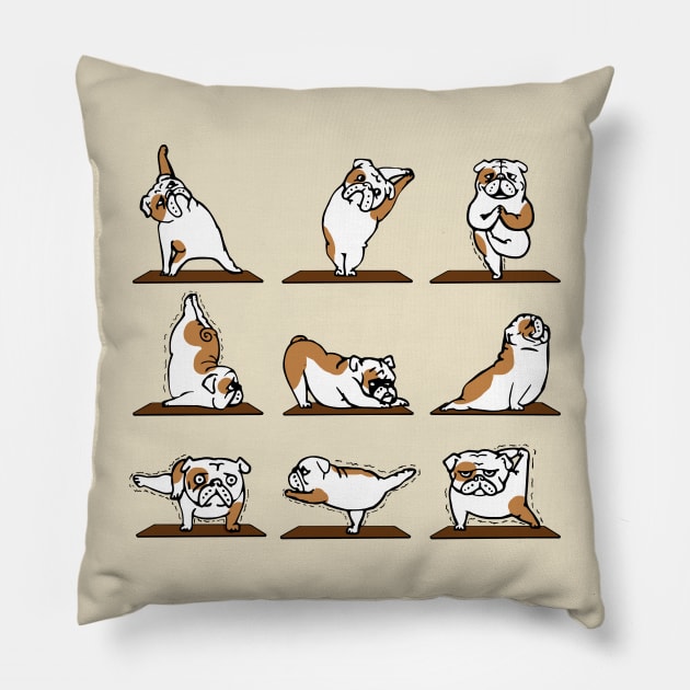 Funny bulldog yoga pose Pillow by MasutaroOracle