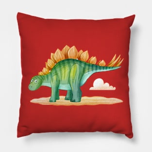 Stegosaurus Dinosaur Hand drawn Pillow