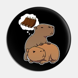 Capybara hungry for Barbecue Ribs Pin