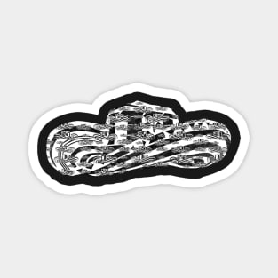 Sombrero Vueltiao in White and Black Ink Pattern (Black Background) Magnet