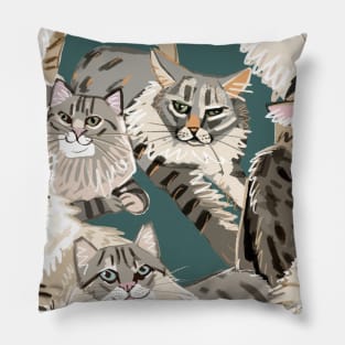 Cats Paradise Teal Pillow