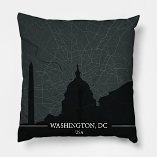 Washington DC city map with silhouette Pillow