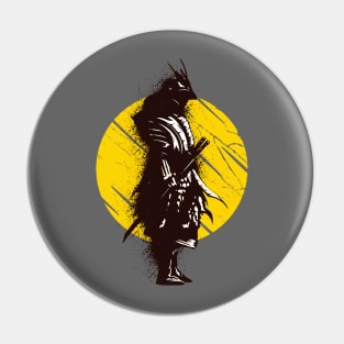 Samurai And Moon Grunge Aesthetics Pin