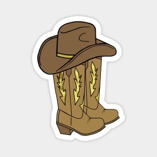 COWGIRL Western Cowboy Boots Brown Gold - Rodeo Art Magnet