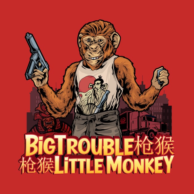 Gun Monkey Big Trouble Little Monkey by Wooly Bear Designs