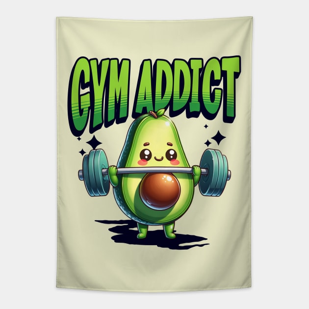 Avocado Mascot - Gym Addict Tapestry by Blended Designs