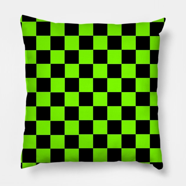 Checkered Pattern - Lime and Green Pillow by TheWildOrchid