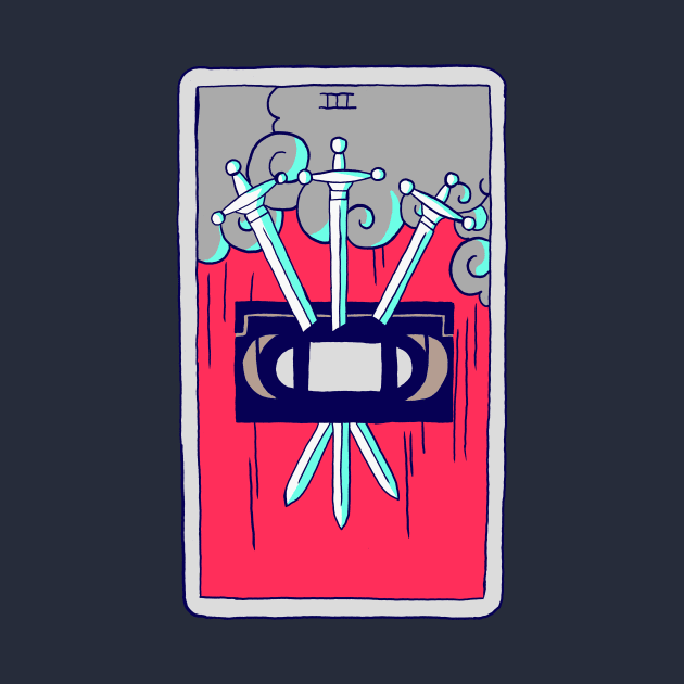 Bad VHS Tape Movie Tarot Card Three of Swords by xenotransplant