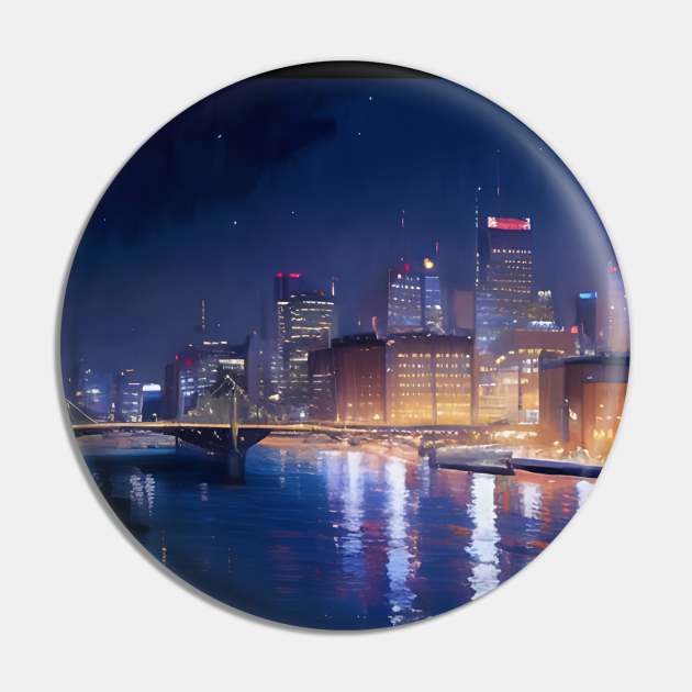 Night Cityscape Pin by The Brushstrokes Boutique