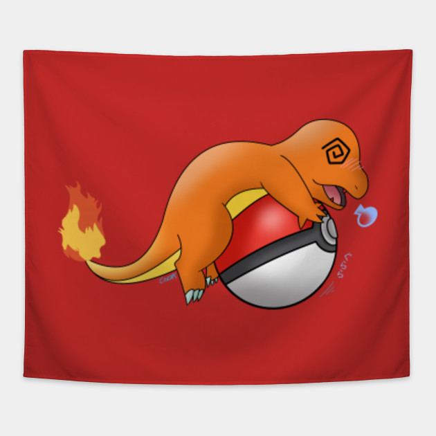 Charmander dizzy with pokeball