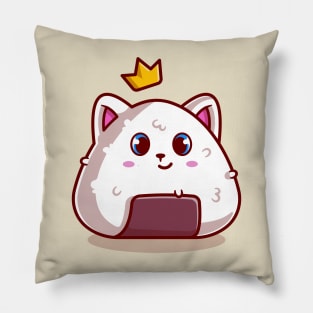 Cute Cat Onigiri With Crown Cartoon Pillow