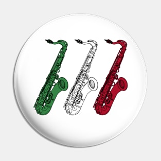 Saxophone Italian Flag Saxophonist Sax Player Italy Pin