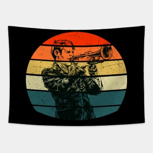 Trumpet Player Musician Blaskapelle Jazz Retro Tapestry