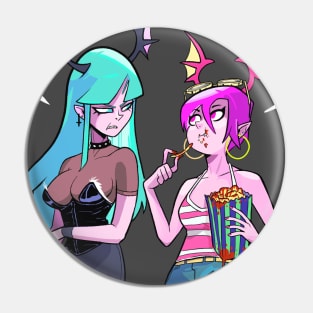 Morrigan and Lilith casual Pin