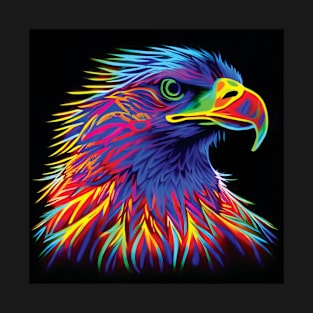 Bald Eagle in Neon Rainbow Colours T-Shirt