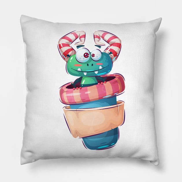 Funny Baby Dragon Cartoon Pillow by GiftsRepublic