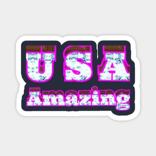 U S A text art design. Magnet