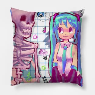 skeleton and hatsune miku Pillow