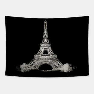 black and white eiffel tower Tapestry