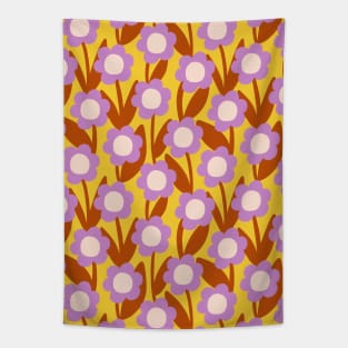 Minimal daisy flower pattern in yellow and lavender Tapestry