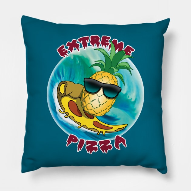 Funny pineapple pizza surfing Pillow by TMBTM