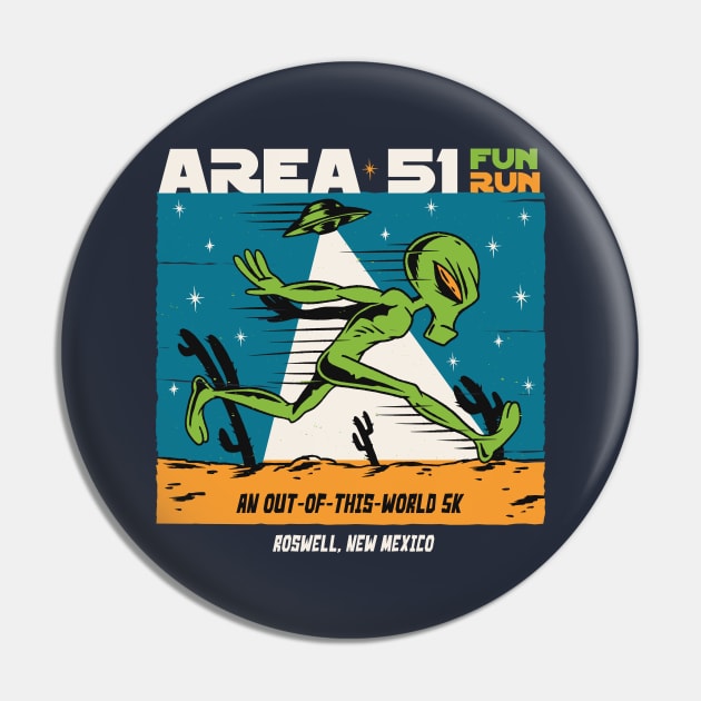 Area 51 Fun Run // Funny Running Alien Pin by SLAG_Creative