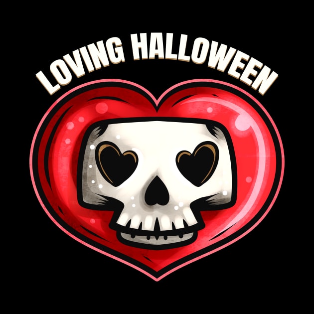 Lovely Cute Skull In Heart Loving Halloween by SinBle